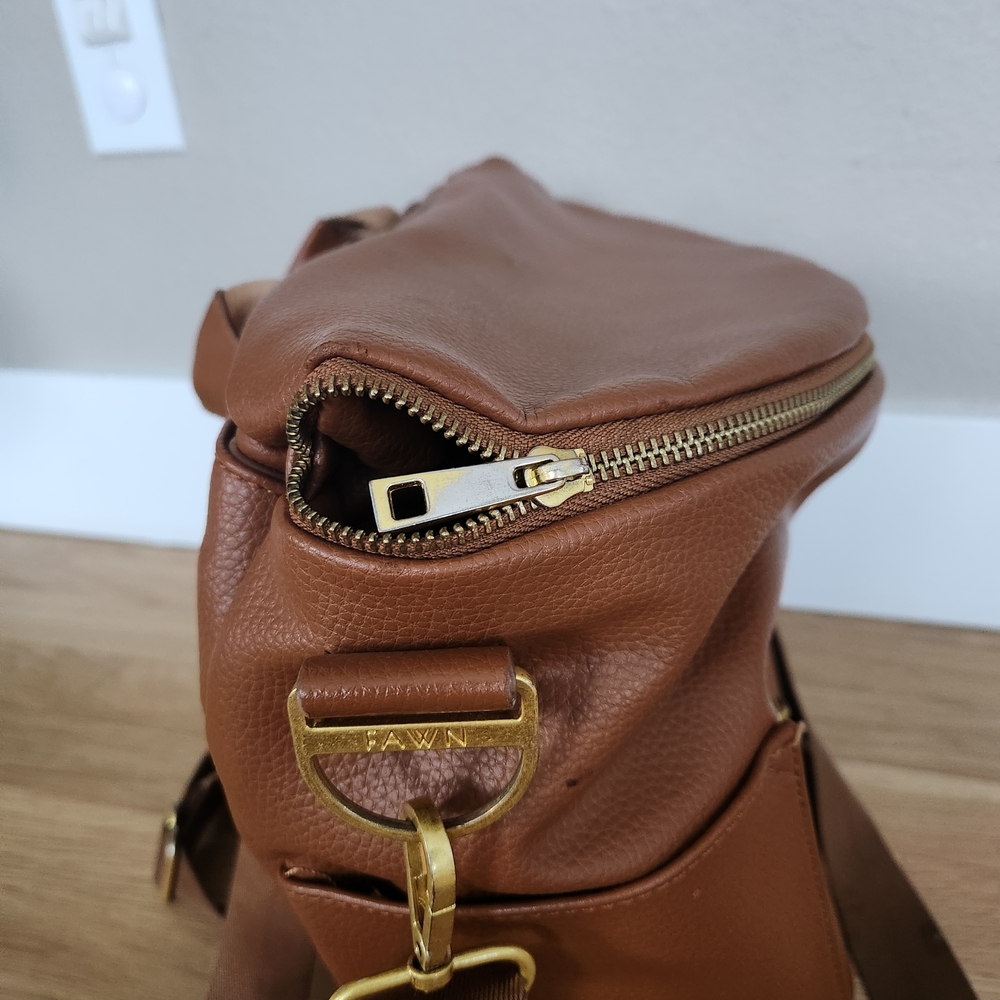 Fawn Leather Diaper Bag With Stroller Straps - Picture 6 of 7